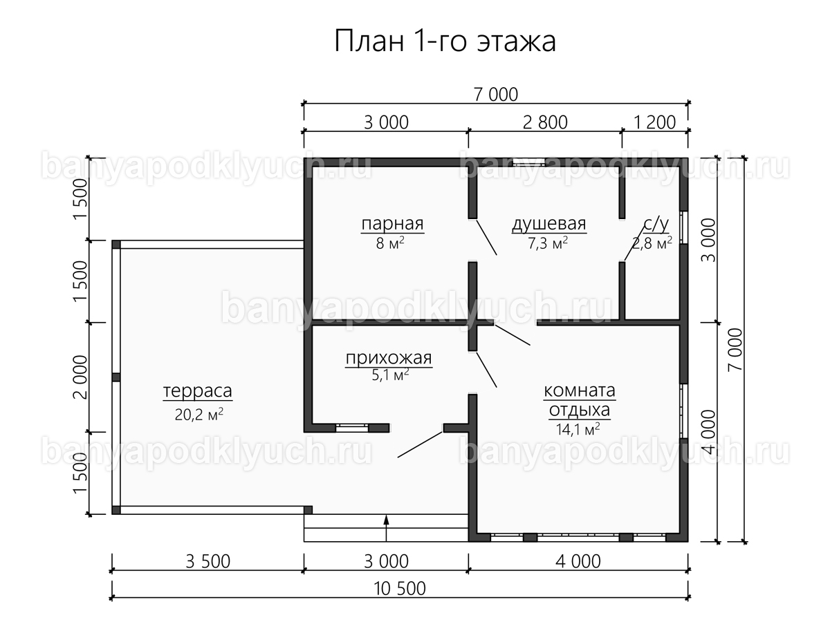 Каркасная баня 10.5x7 м Каркасная баня 10.5x7 м