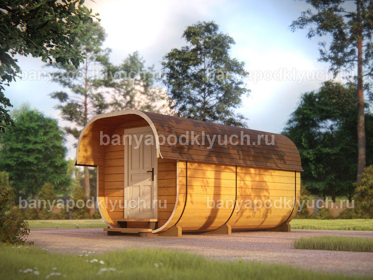 Баня-бочка 3.7x2.3 м Баня-бочка 3.7x2.3 м